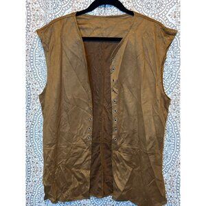 Mens Medieval Renaissance Vest Sleeveless Lightweight Halloween Costume Brown Gr